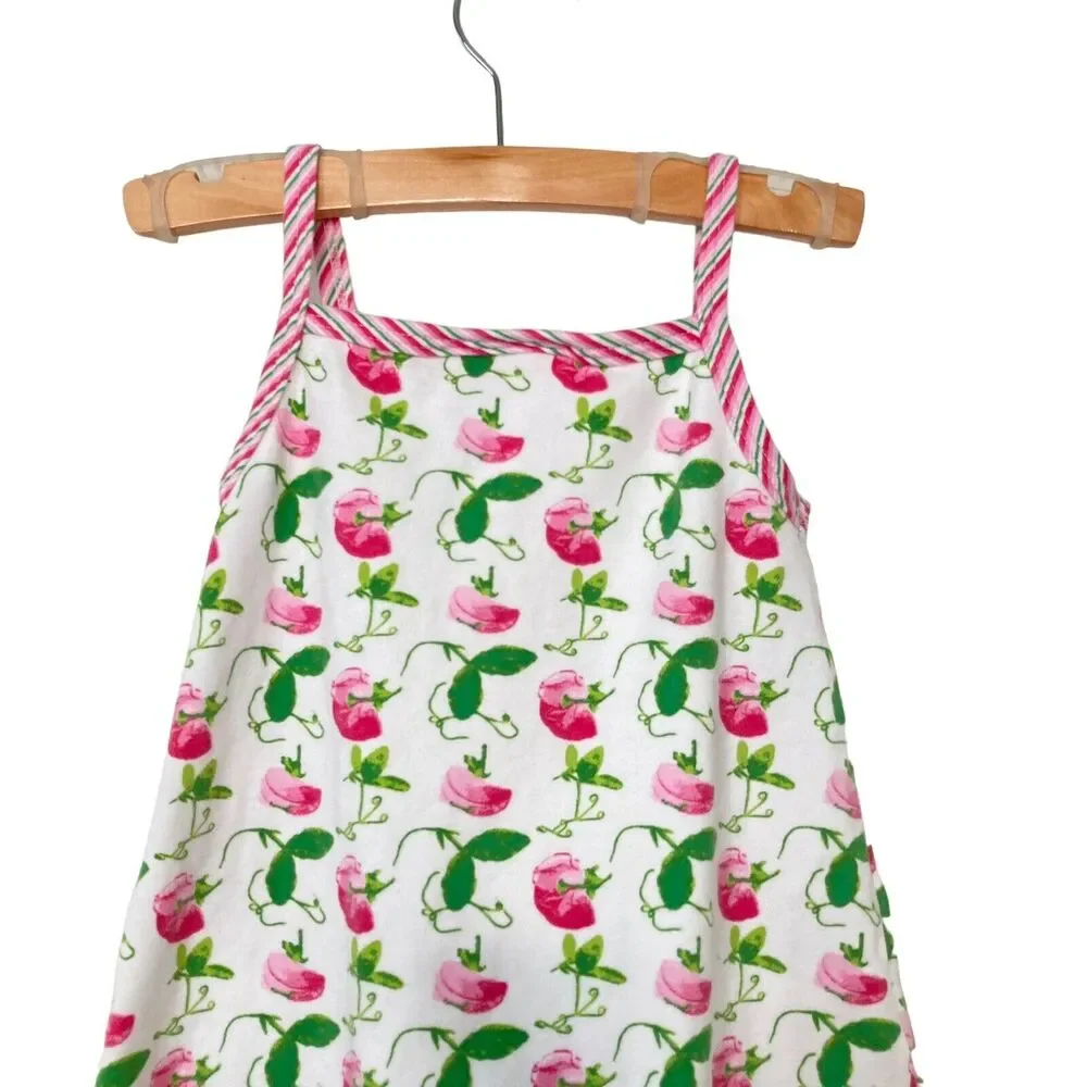 Marimekko By Sweet Potatoes Girls Pink Green Floral Cotton Dress Size 4T Soft